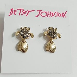 Betsey Johnson rhinestone turtle stud earrings